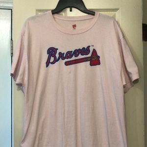 Hanes Tagless pink Atlanta Brave’s t-shirt
